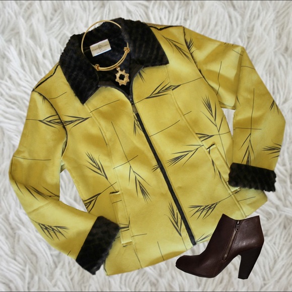 Yellow Patterned Women's Jacket - Picture 1 of 8